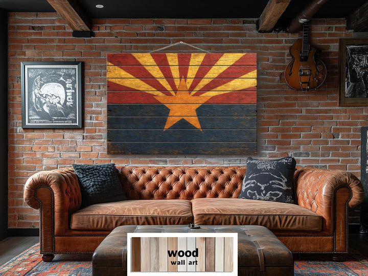 Arizona Flag Distressed Wood Wall Art