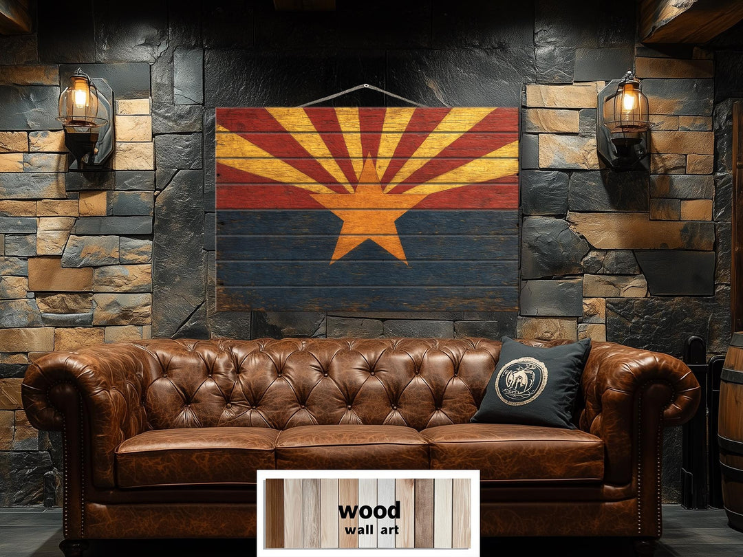 Arizona Flag Distressed Wood Wall Art