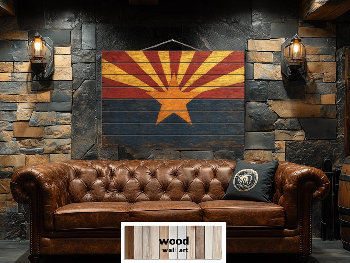Arizona Flag Distressed Wood Wall Art