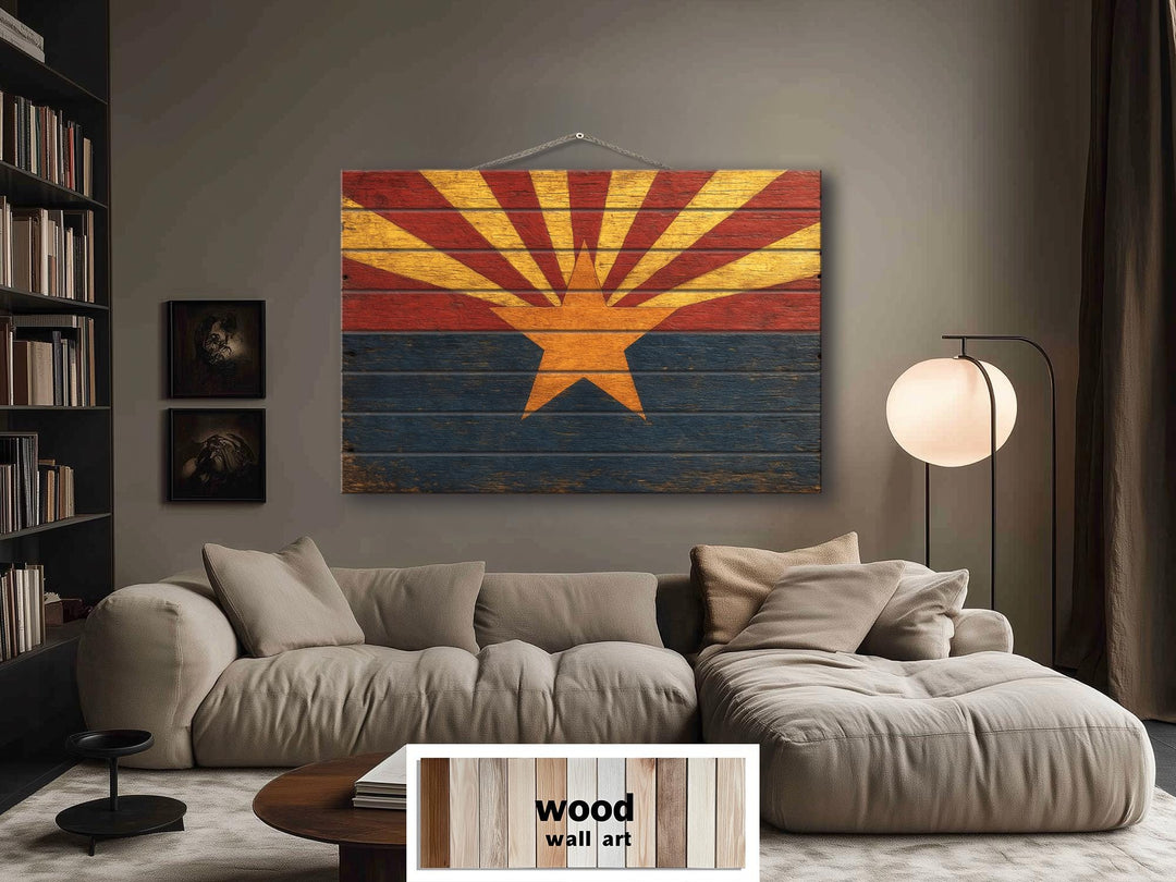 Arizona Flag Distressed Wood Wall Art