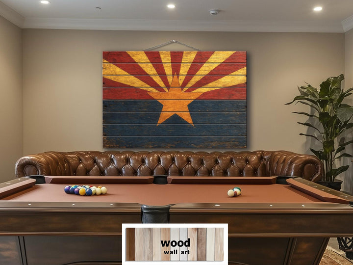 Arizona Flag Distressed Wood Wall Art