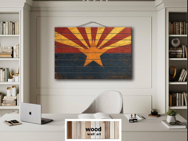 Arizona Flag Distressed Wood Wall Art