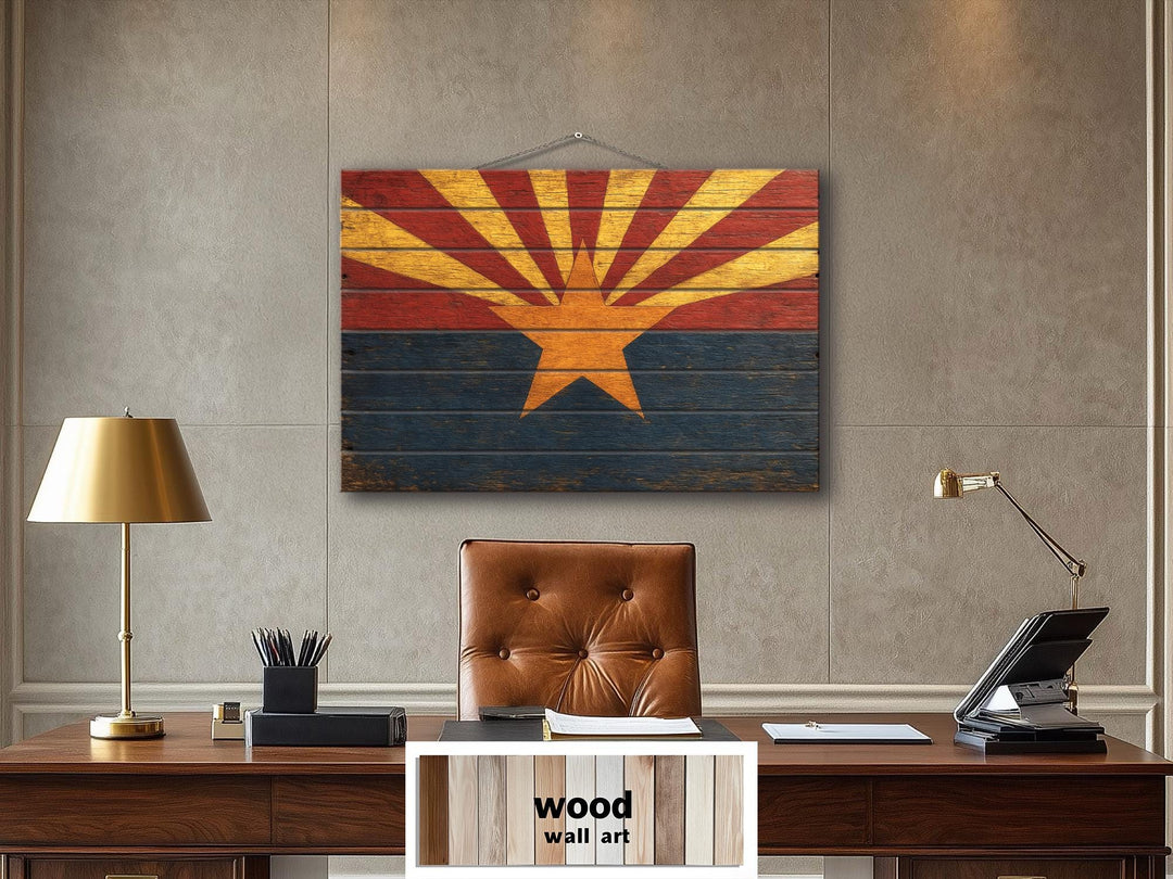 Arizona Flag Distressed Wood Wall Art