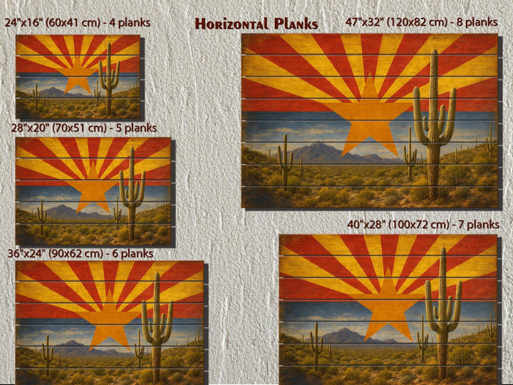 Arizona Flag and Desert Mashup Distressed Wood Wall Art