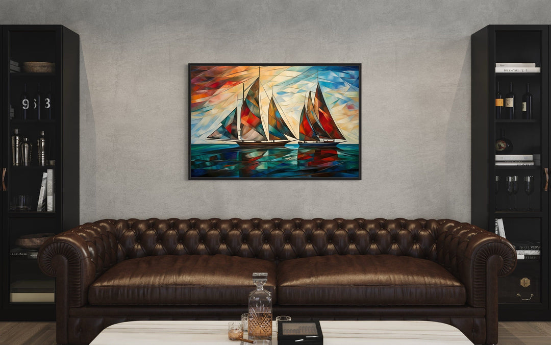 Art Deco Sailboats At Sunset Nautical Wall Art