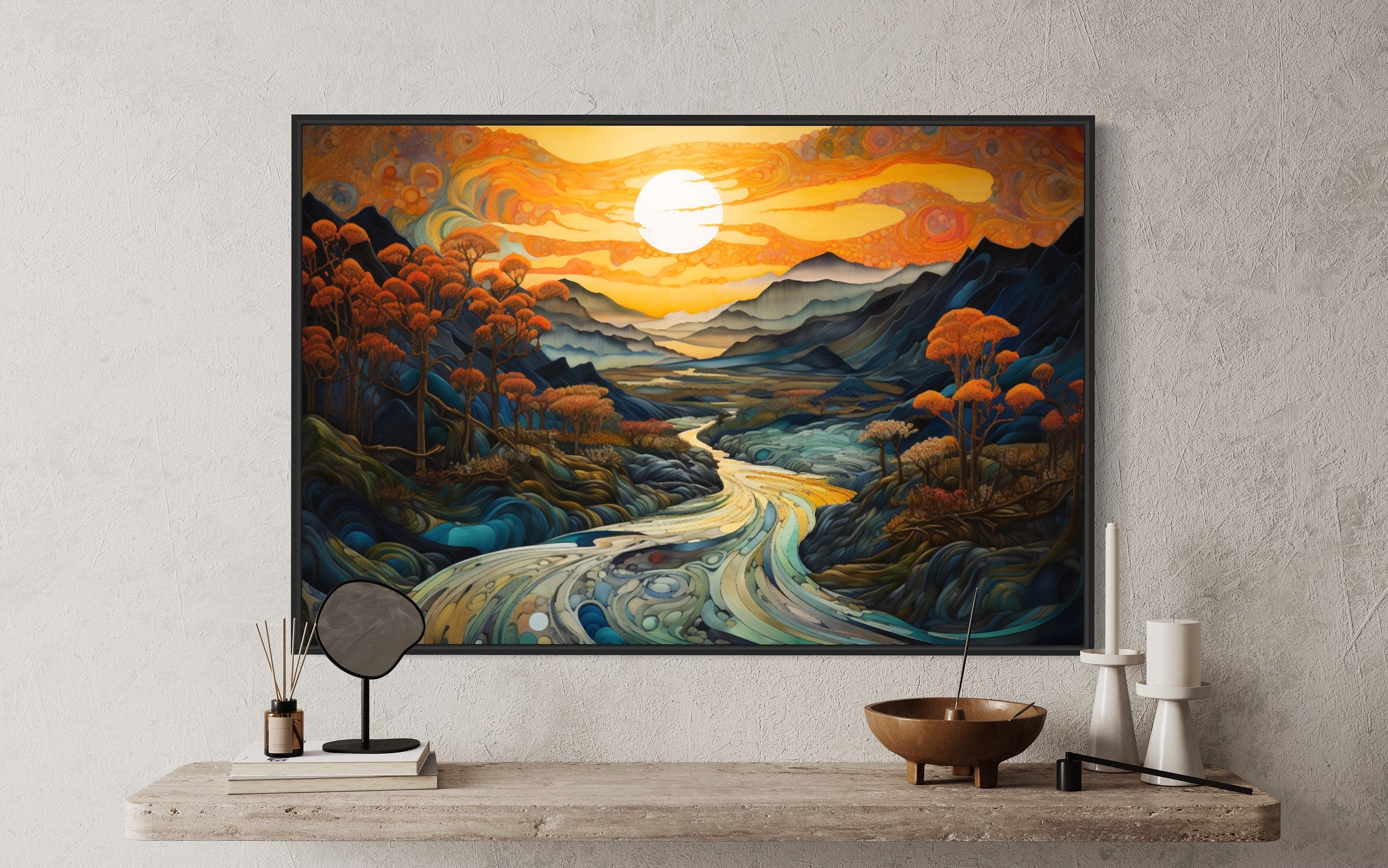 Large on sale canvas painting gold sunset art seascape flower wall art green grass oil painting extra large landscape painting wall pictures