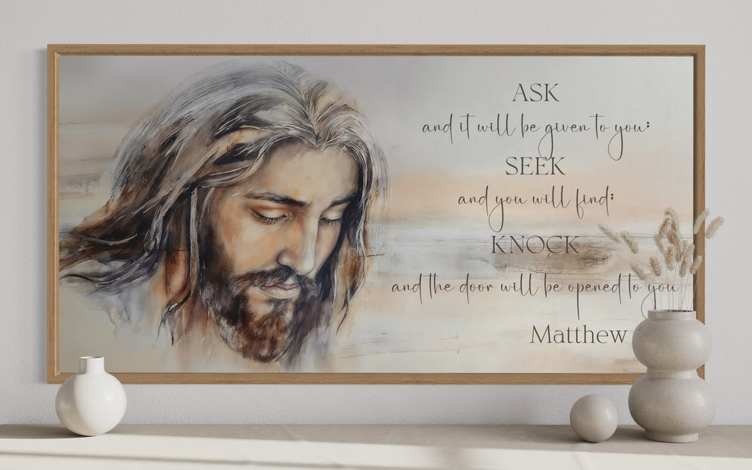 Ask And It Will Be Given Horizontal Scripture Framed Canvas Wall Art