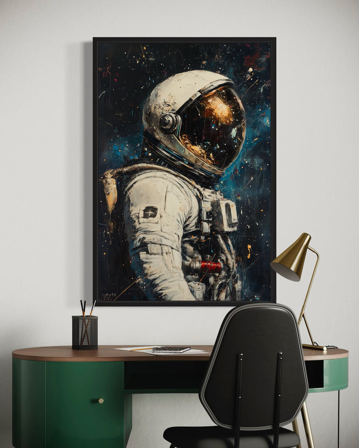 Astronaut Graffiti Framed Canvas Wall Art