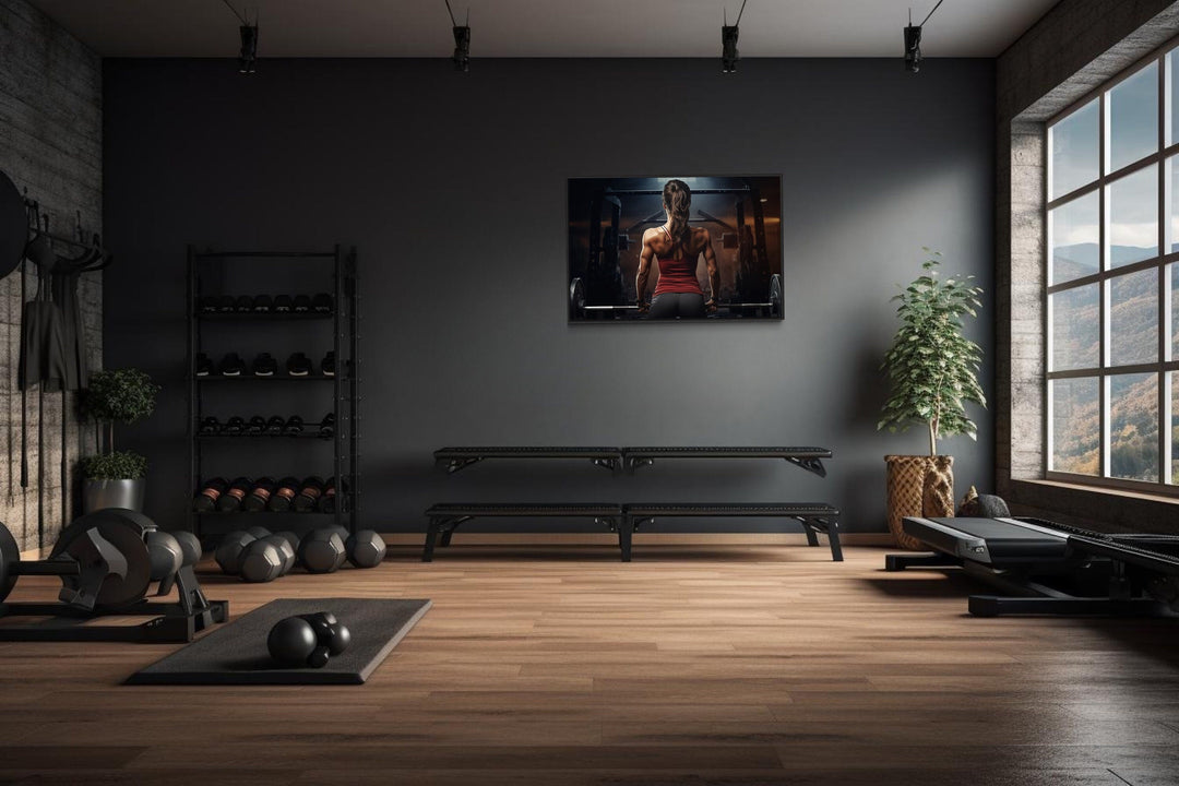 Athletic Woman Lifting Barbell Female Gym Wall Art