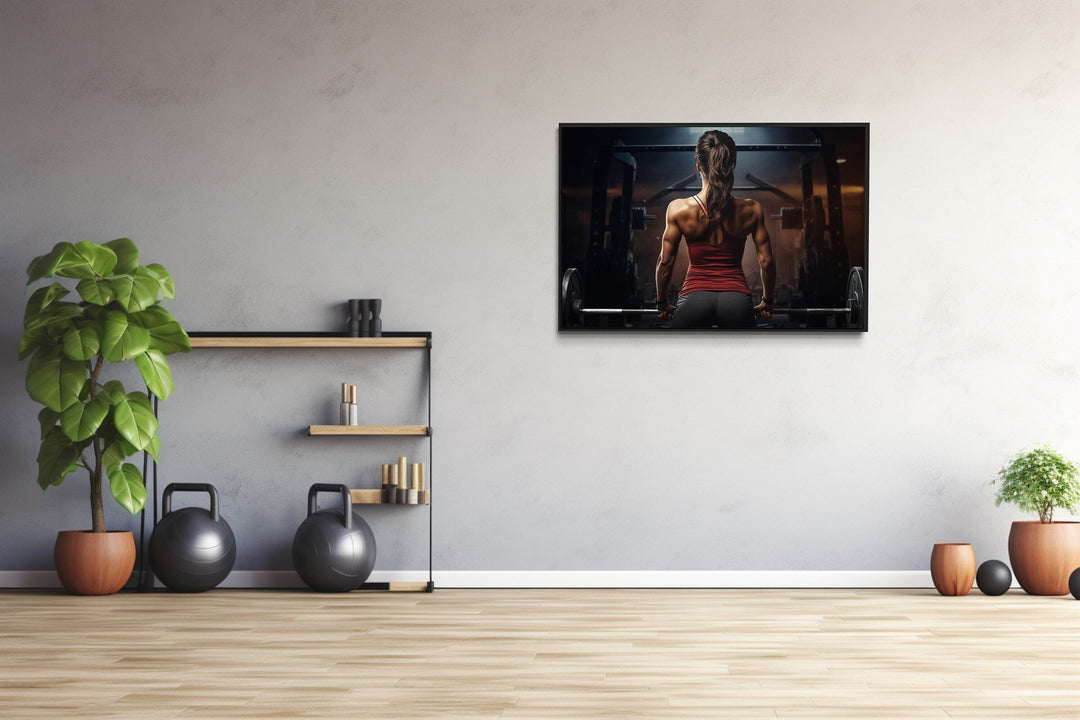 Athletic Woman Lifting Barbell Female Gym Wall Art