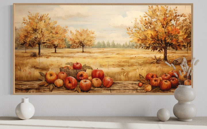 Autumn Apple Orchard Painting Farmhouse Kitchen Wall Art