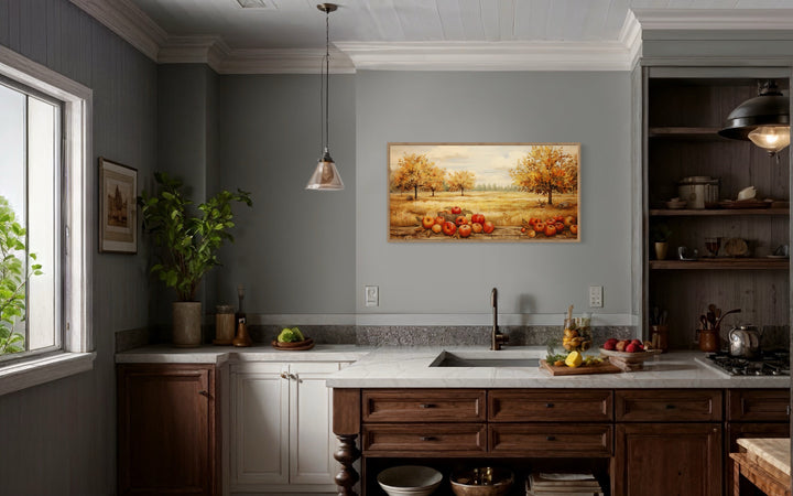 Autumn Apple Orchard Painting Farmhouse Kitchen Wall Art