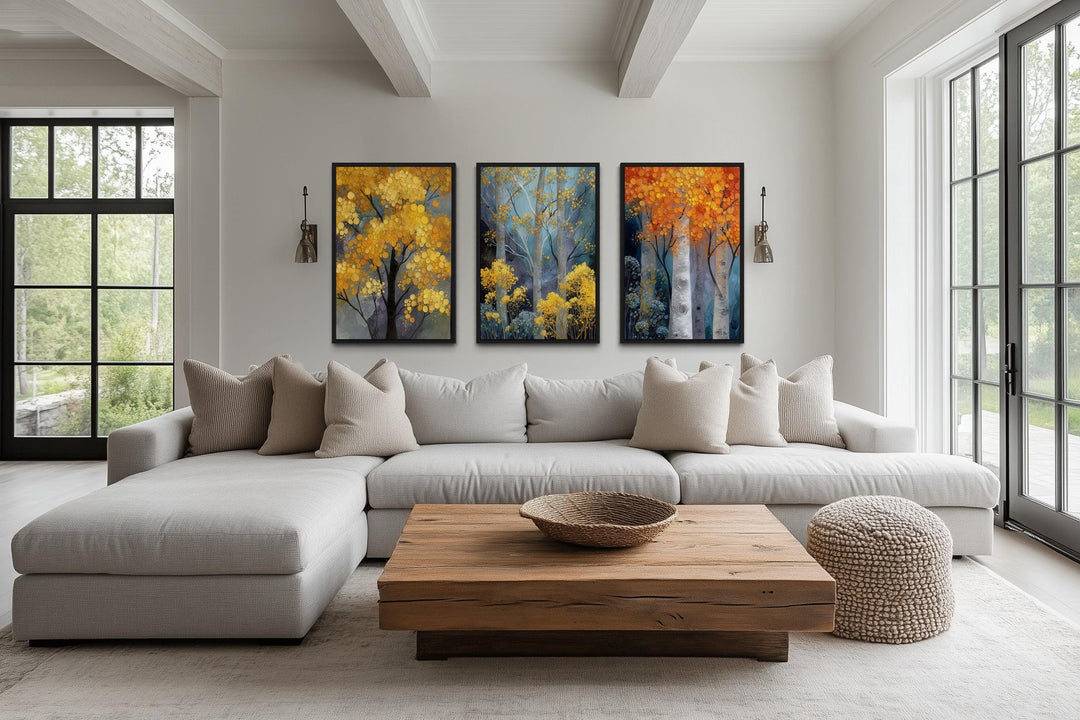 Autumn Aspen Trees Wall Art Set of 3