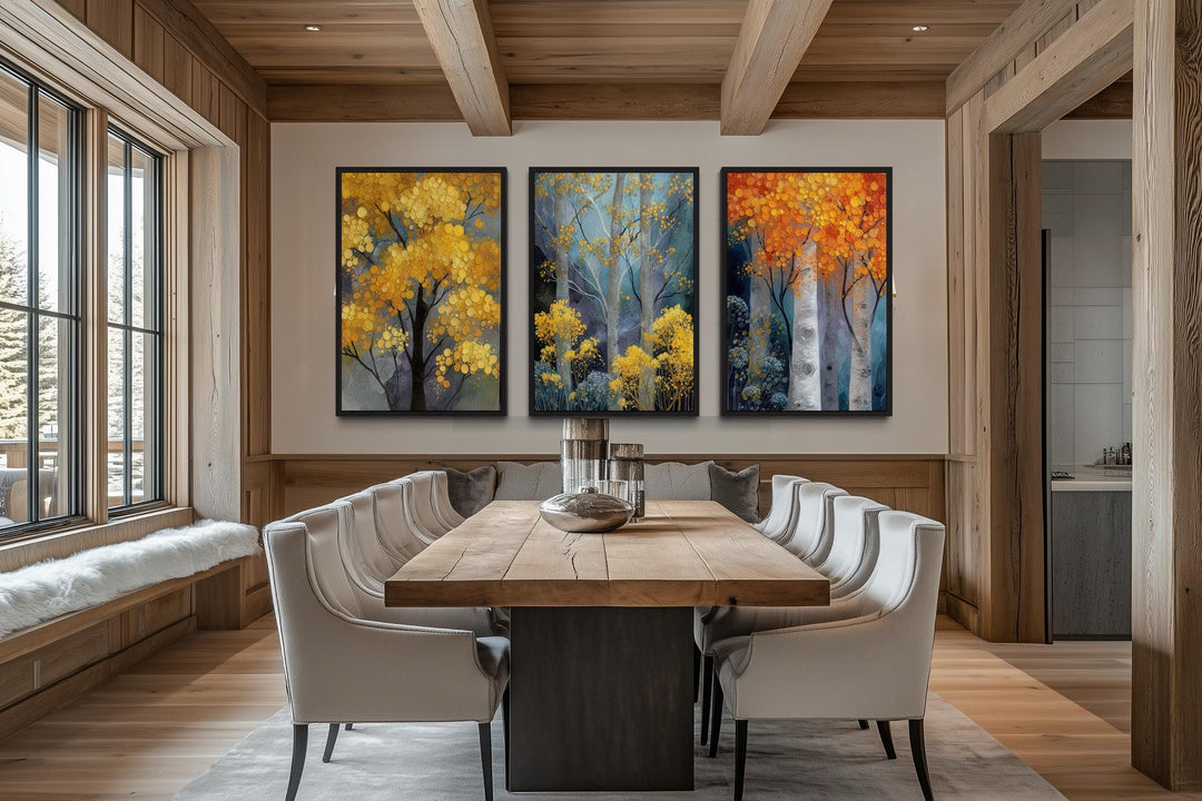 Autumn Aspen Trees Wall Art Set of 3