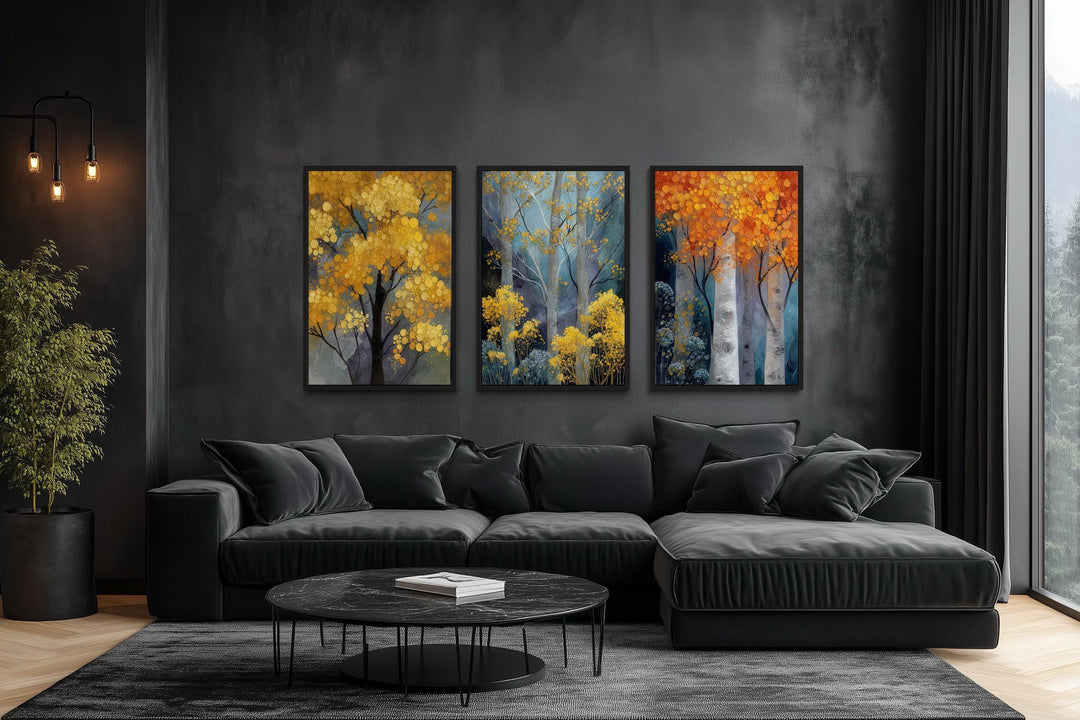Autumn Aspen Trees Wall Art Set of 3