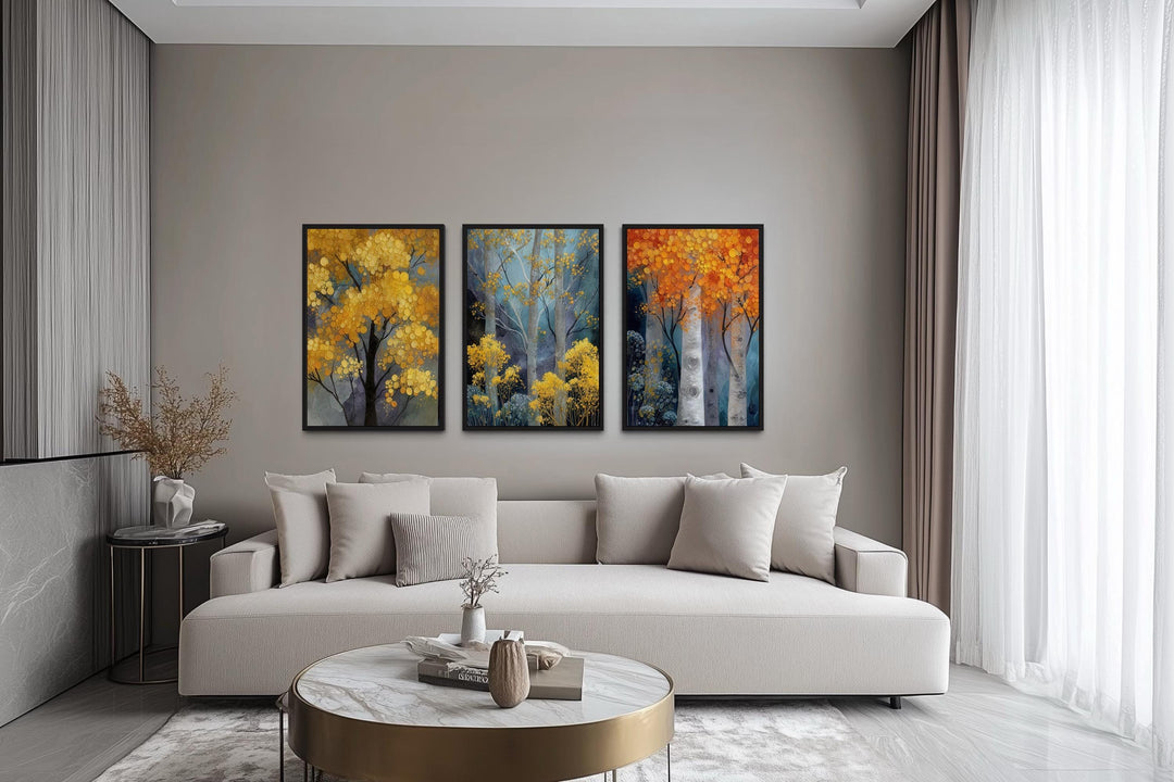 Autumn Aspen Trees Wall Art Set of 3