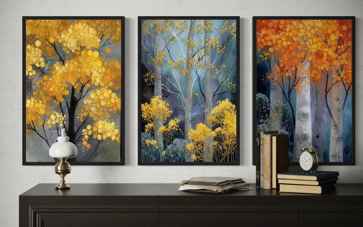 Autumn Aspen Trees Wall Art Set of 3