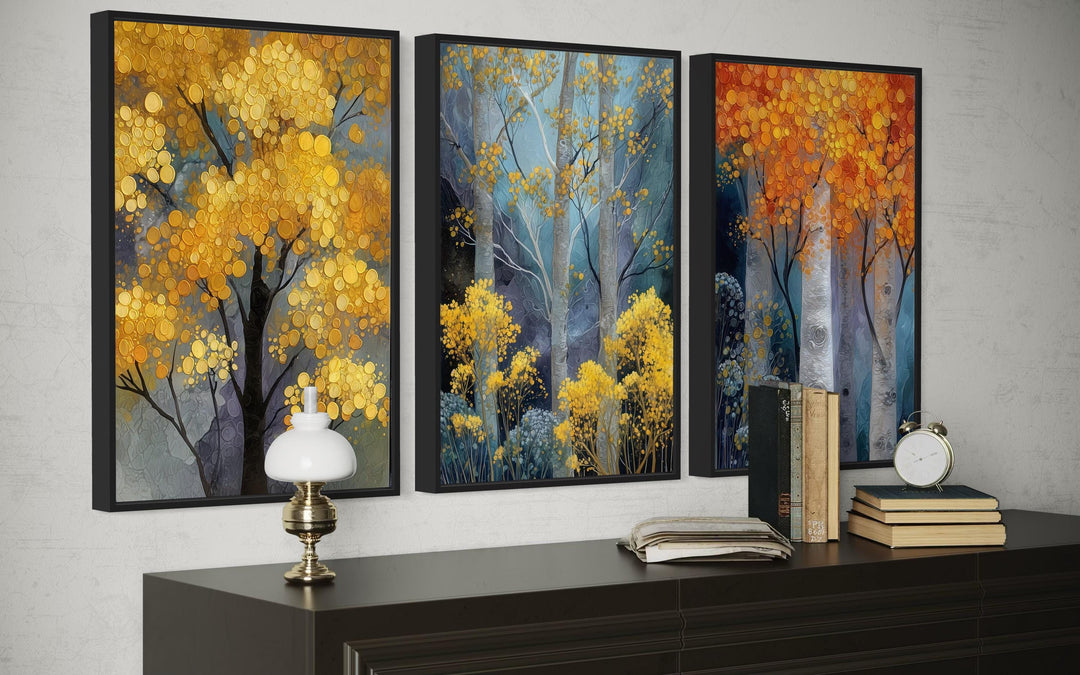 Autumn Aspen Trees Wall Art Set of 3
