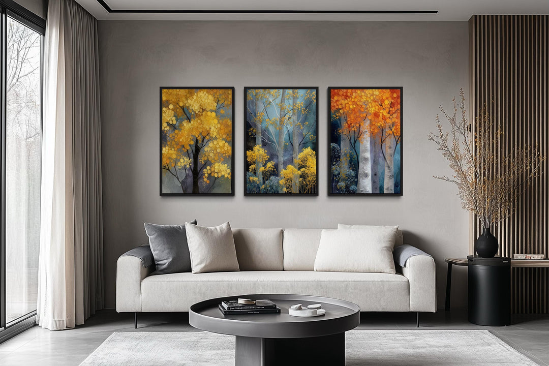 Autumn Aspen Trees Wall Art Set of 3