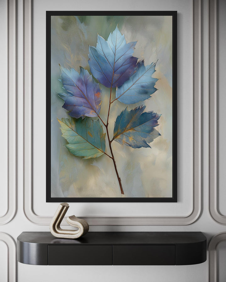 Autumn Blue Leaf Botanical Canvas Wall Art