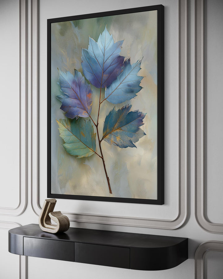 Autumn Blue Leaf Botanical Canvas Wall Art
