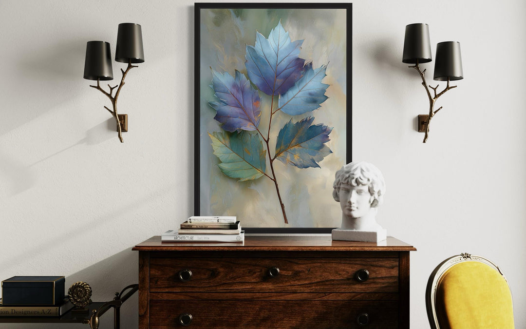 Autumn Blue Leaf Botanical Canvas Wall Art