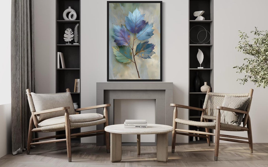Autumn Blue Leaf Botanical Canvas Wall Art