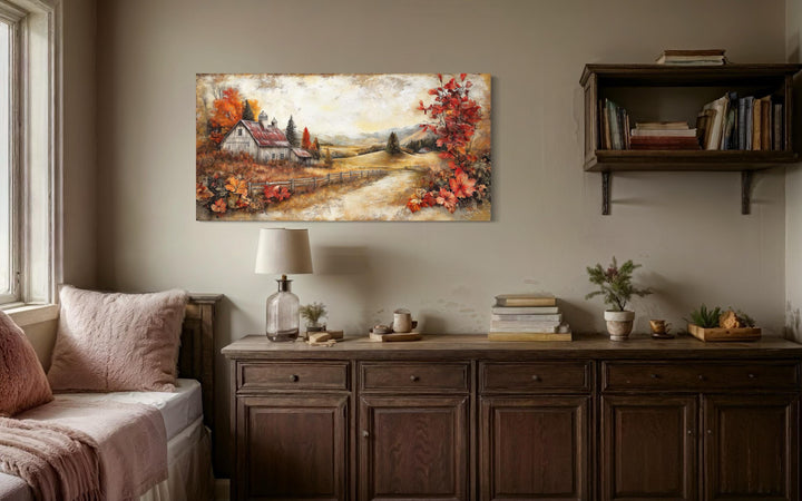 Autumn Farm Barn Rustic Canvas Wall Art