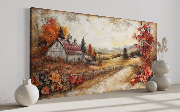 Autumn Farm Barn Rustic Canvas Wall Art