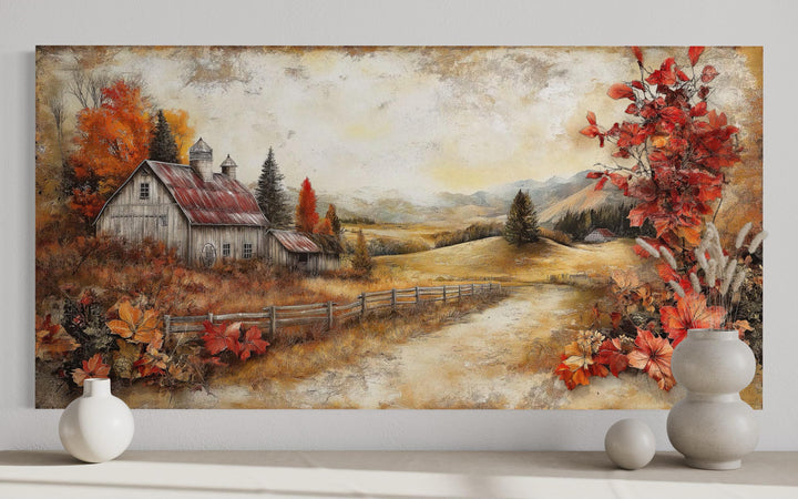 Autumn Farm Barn Rustic Canvas Wall Art