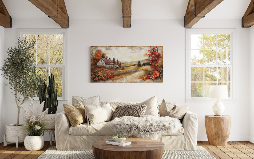 Autumn Farm Barn Rustic Canvas Wall Art