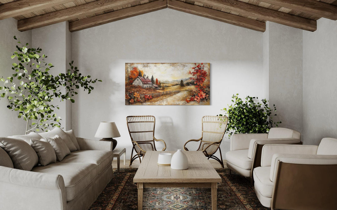 Autumn Farm Barn Rustic Canvas Wall Art