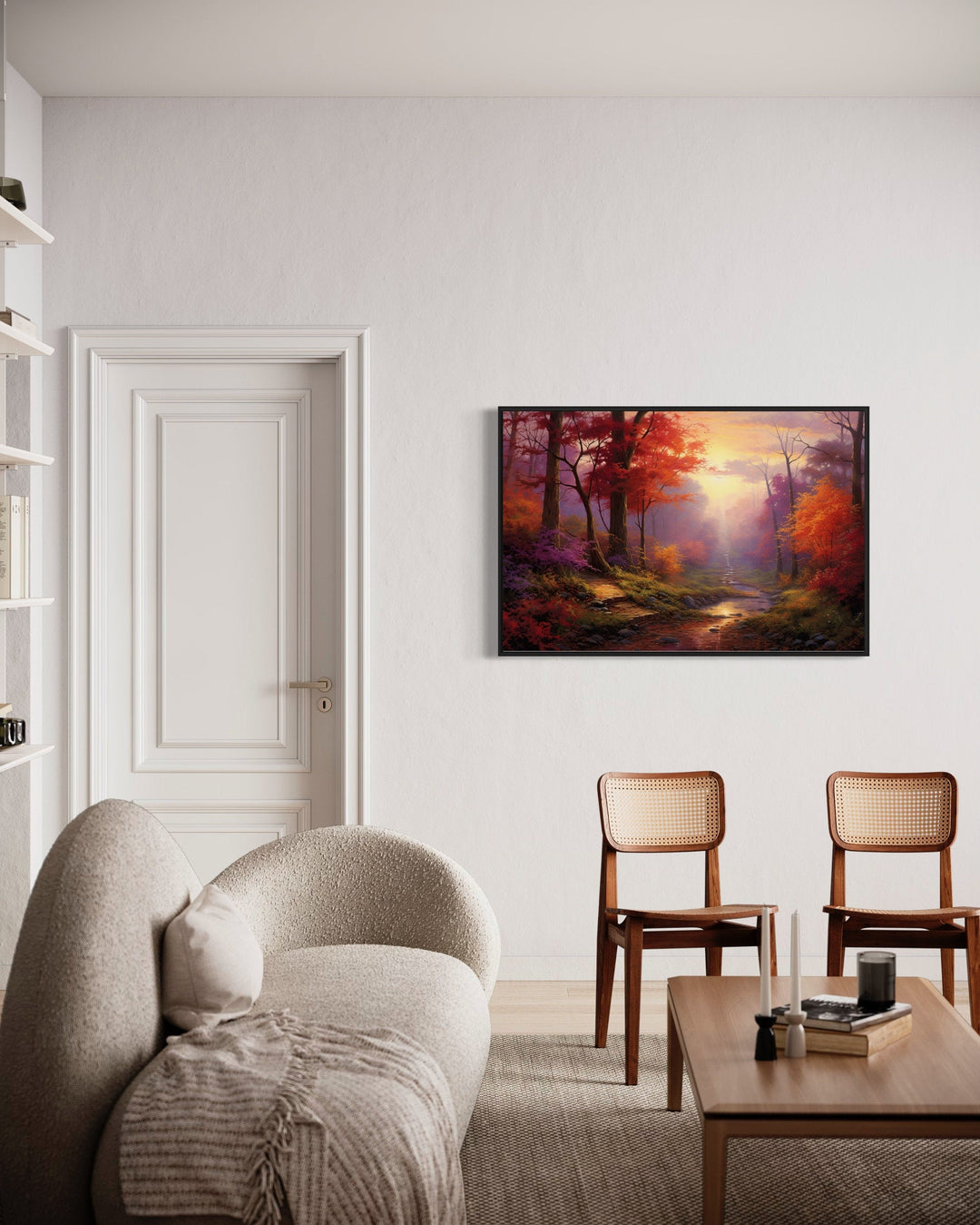 Autumn Forest Landscape Framed Canvas Wall Art