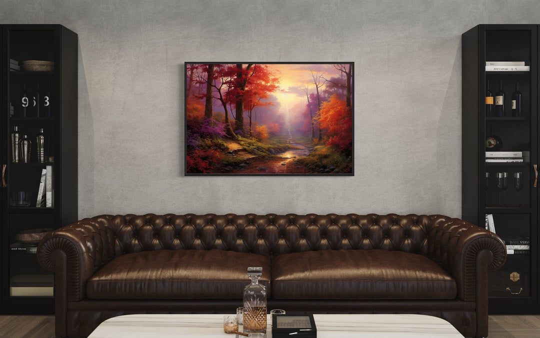 Autumn Forest Landscape Framed Canvas Wall Art