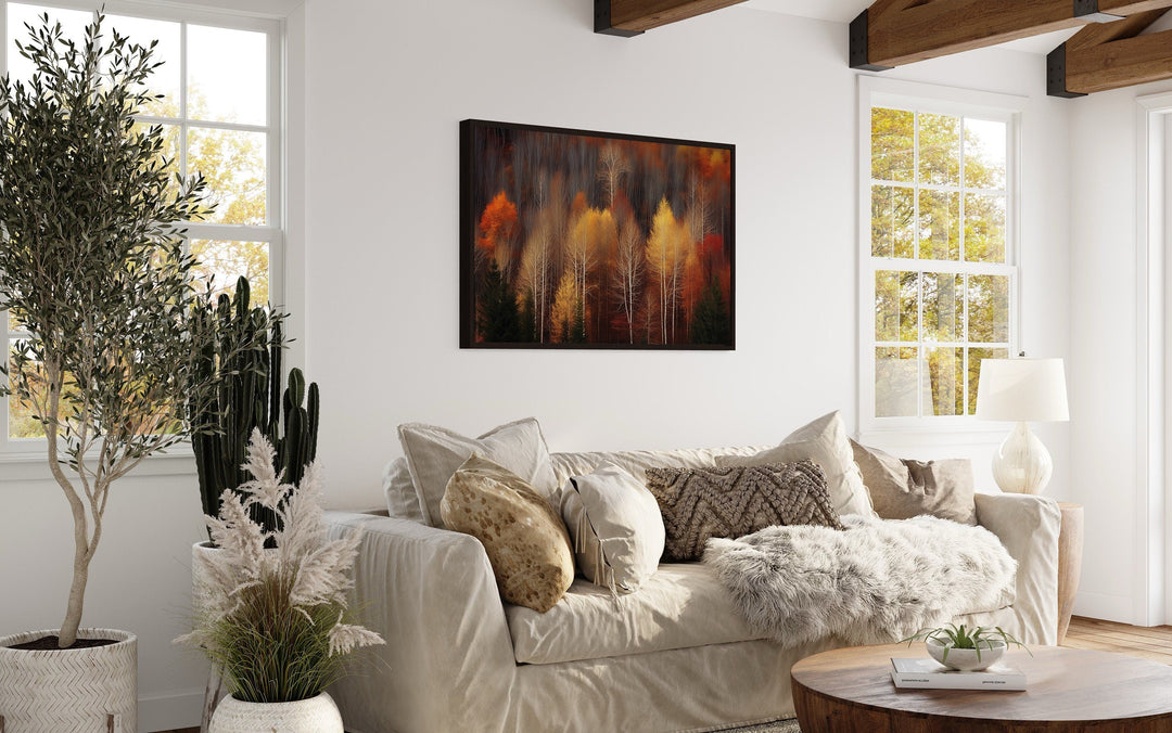 Autumn Forest Moody Framed Canvas Wall Art