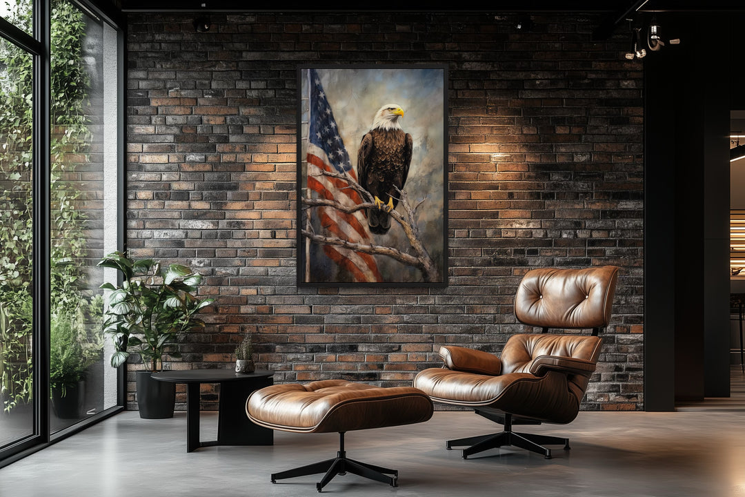 Bald Eagle With American Framed Patriotic Wall Art