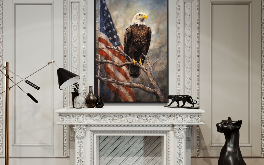 Bald Eagle With American Framed Patriotic Wall Art