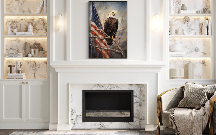 Bald Eagle With American Framed Patriotic Wall Art