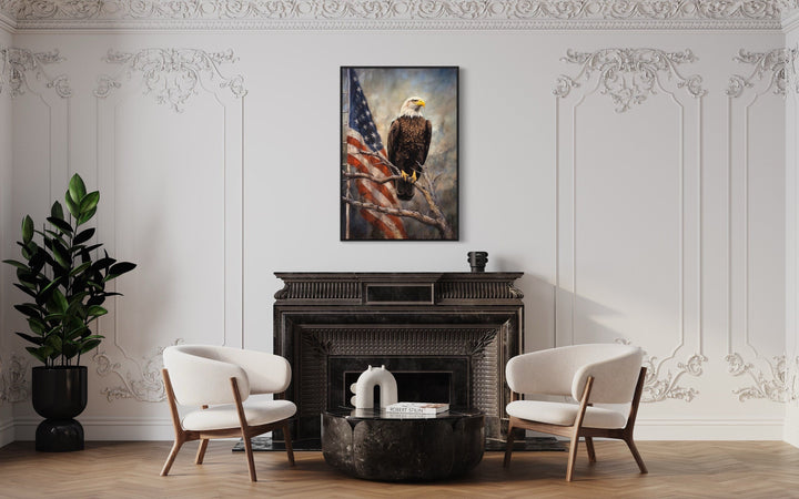 Bald Eagle With American Framed Patriotic Wall Art