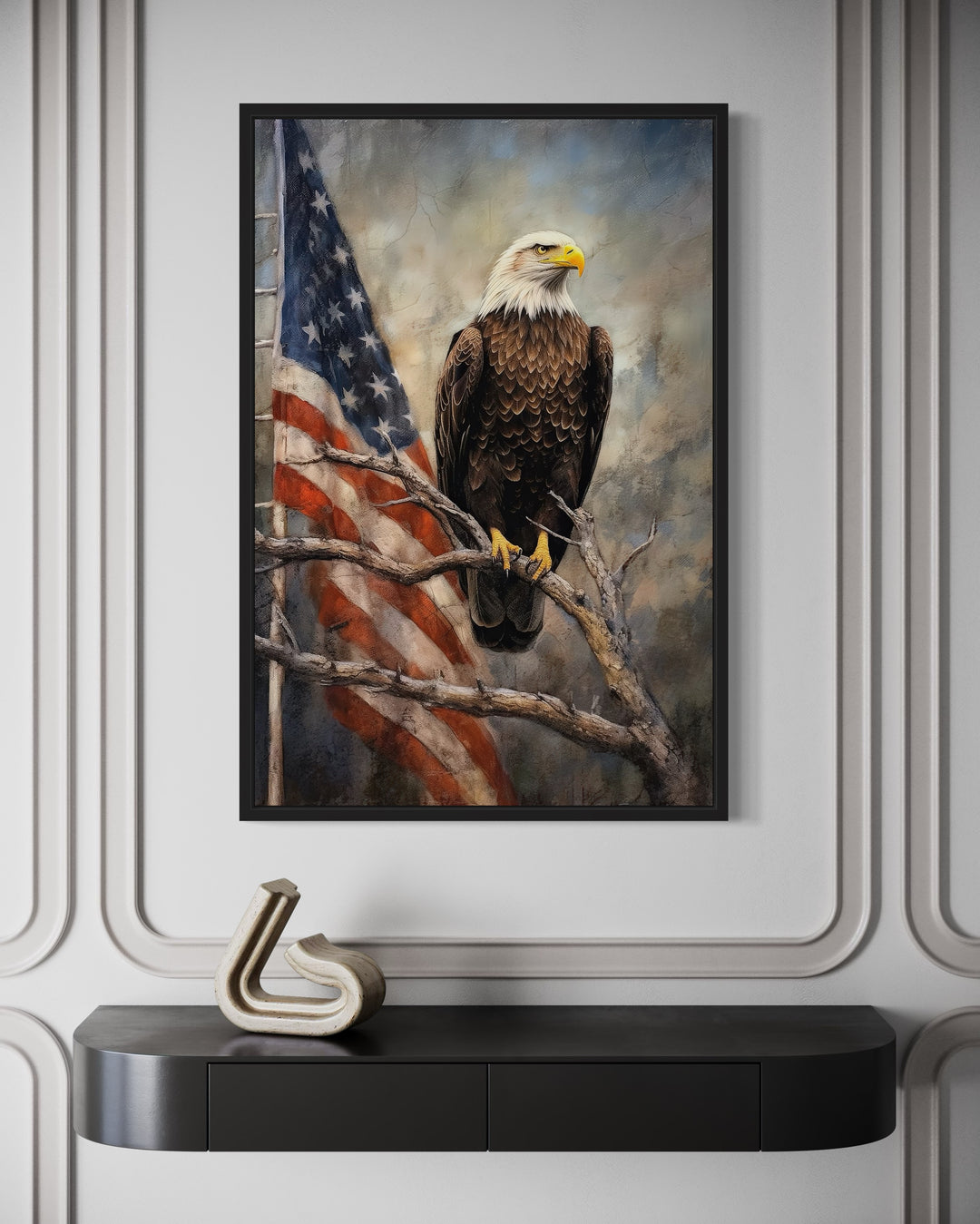 Bald Eagle With American Framed Patriotic Wall Art