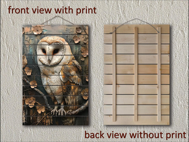 Barn Owl Distressed Wood Wall Art