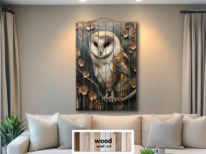 Barn Owl Distressed Wood Wall Art