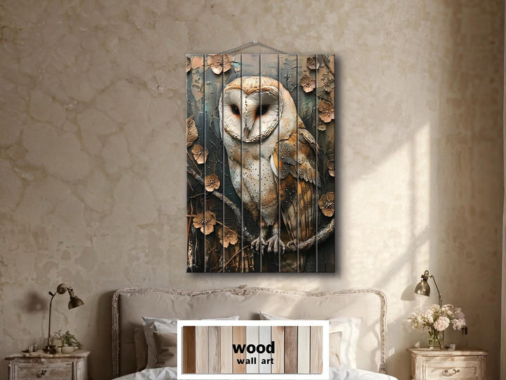 Barn Owl Distressed Wood Wall Art