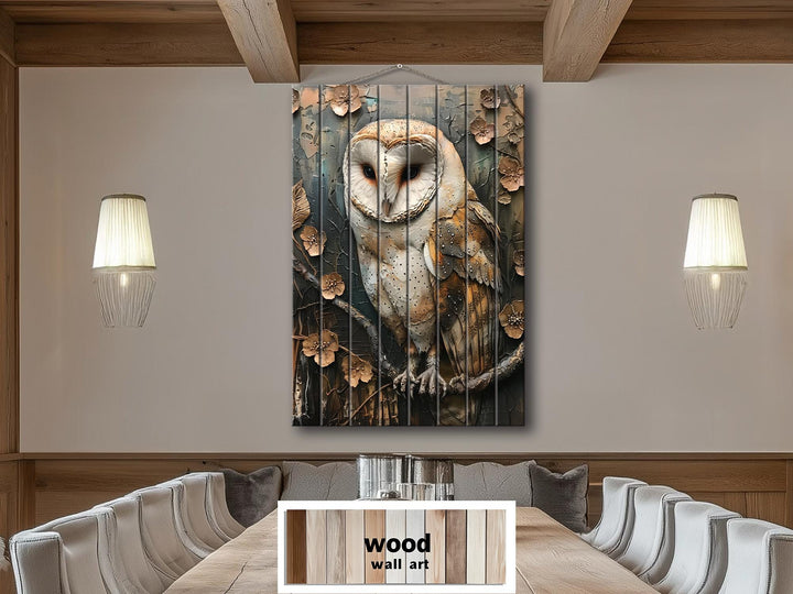 Barn Owl Distressed Wood Wall Art