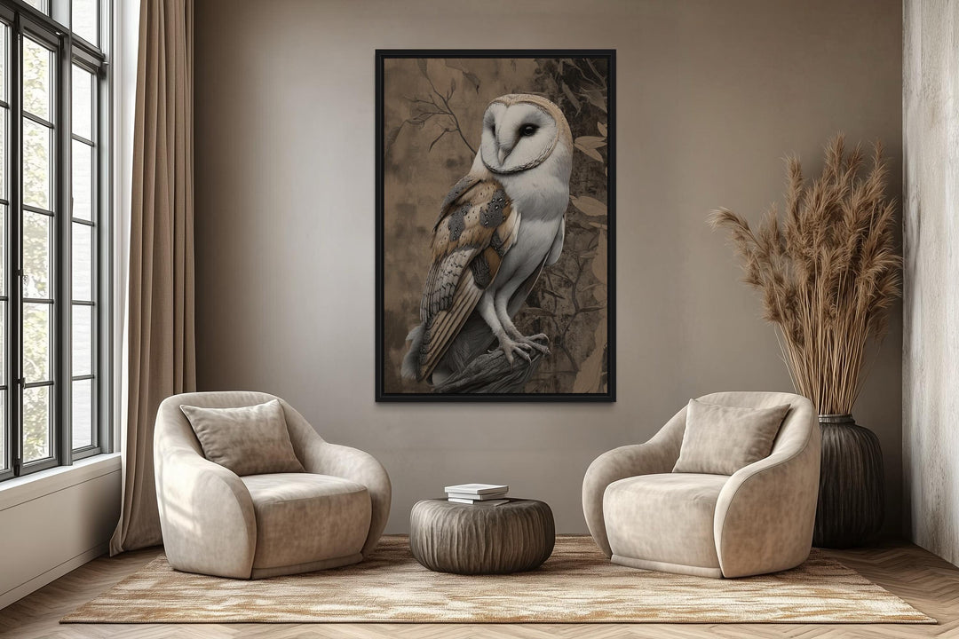 Barn Owl Framed Canvas Wall Art