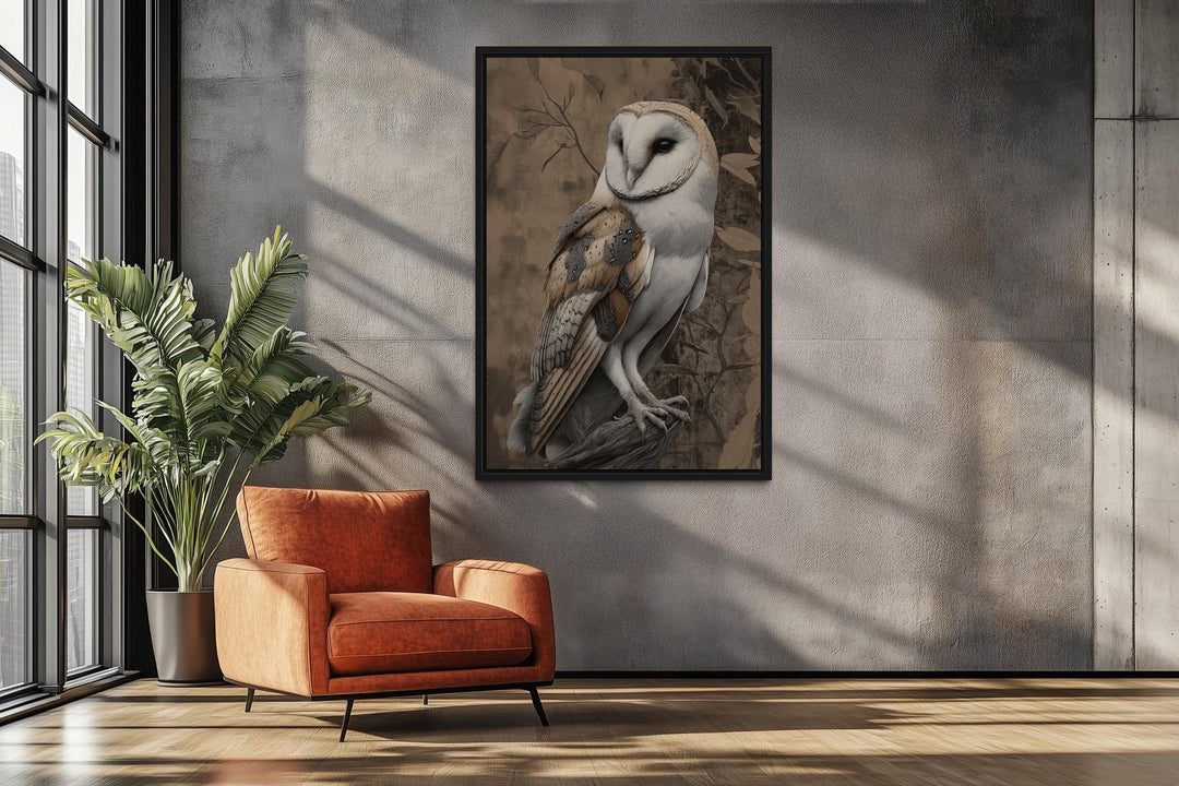 Barn Owl Framed Canvas Wall Art
