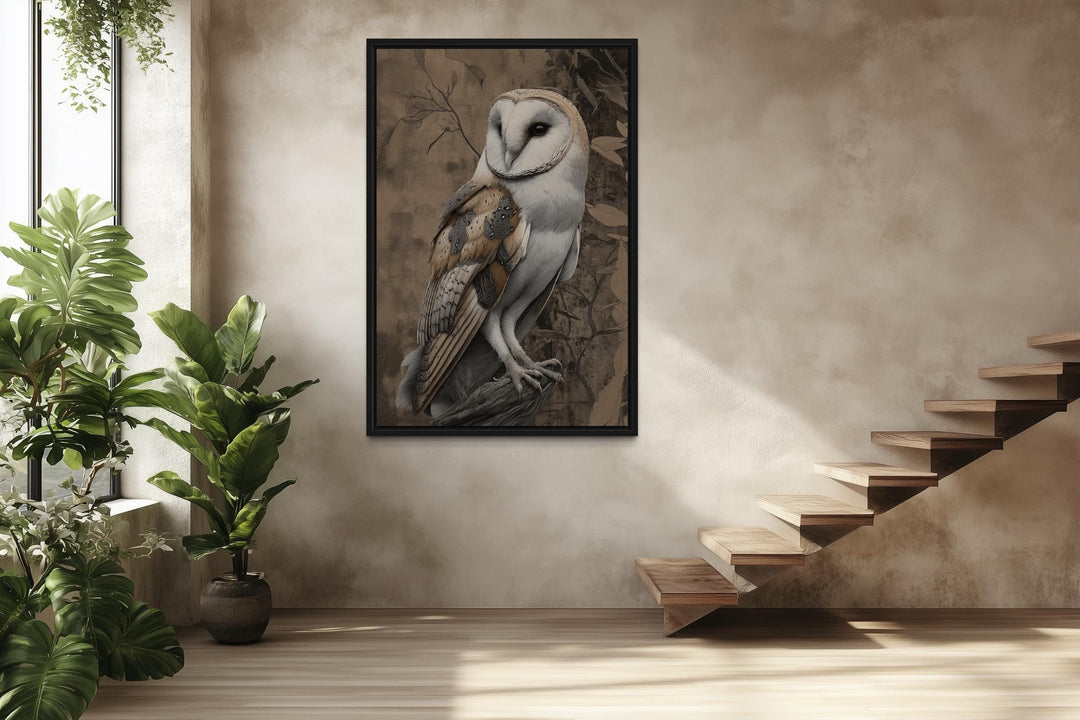 Barn Owl Framed Canvas Wall Art