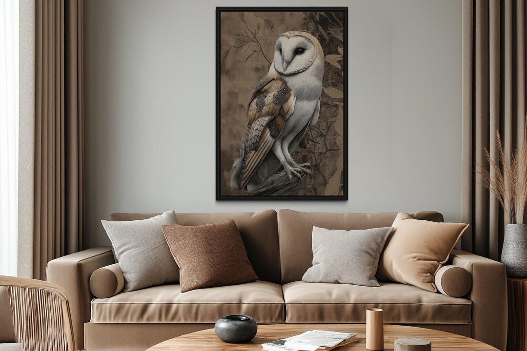 Barn Owl Framed Canvas Wall Art