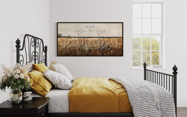 Be Still And Know That I Am God Farmhouse Scripture Canvas Wall Art