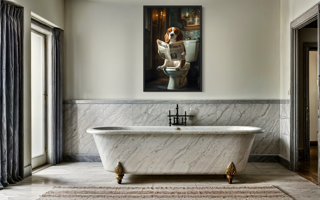 Beagle On The Toilet Reading Newspaper Picture